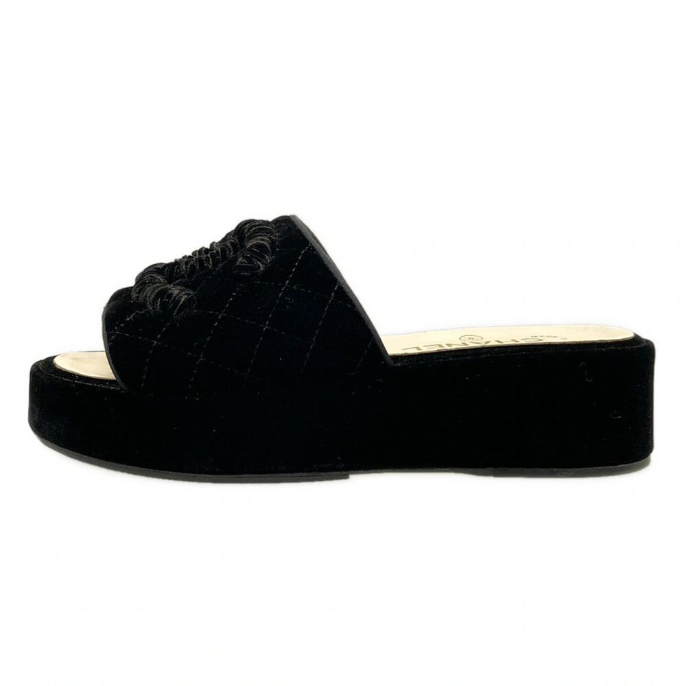 Chanel Black Velour Women's Sandals #334505C82B